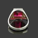 Art Deco Solid 14K White Gold, Red Glass Man's Cigar Band Estate Signet Ring, Olde Towne Jewelers, Santa Rosa CA.