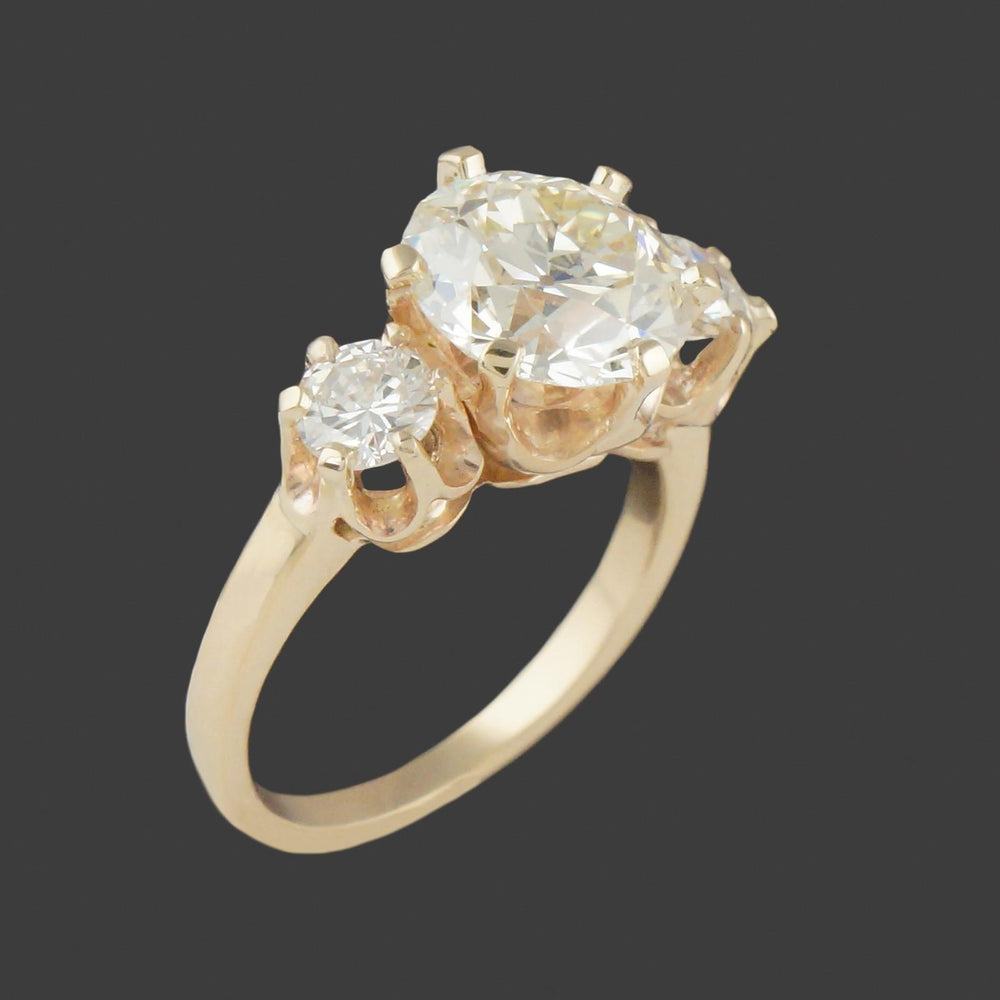 Solid 14K Gold, 4.20 CTW Three Stone OEC Diamond Wedding Band, Anniversary Ring, Olde Towne Jewelers, Santa Rosa CA.