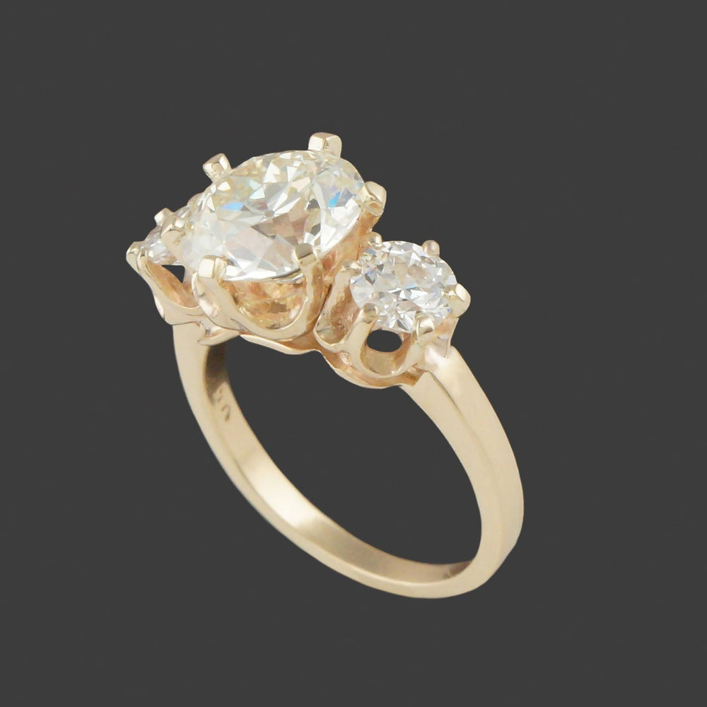 Solid 14K Gold, 4.20 CTW Three Stone OEC Diamond Wedding Band, Anniversary Ring, Olde Towne Jewelers, Santa Rosa CA.