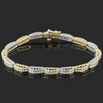 Elegant Two Tone 14K Gold & 5.0 CTW Channel Diamond Line Link 7" Tennis Bracelet