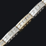 Elegant Two Tone 14K Gold & 5.0 CTW Channel Diamond Line Link 7" Tennis Bracelet, Olde Towne Jewelers, Santa Rosa CA.