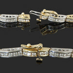 Elegant Two Tone 14K Gold & 5.0 CTW Channel Diamond Line Link 7" Tennis Bracelet, Olde Towne Jewelers, Santa Rosa CA.
