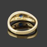 Vintage Solid 18K Yellow Gold, Bezel Set Sapphire & Diamond Estate Gypsy Ring, Olde Towne Jewelers, Santa Rosa CA.