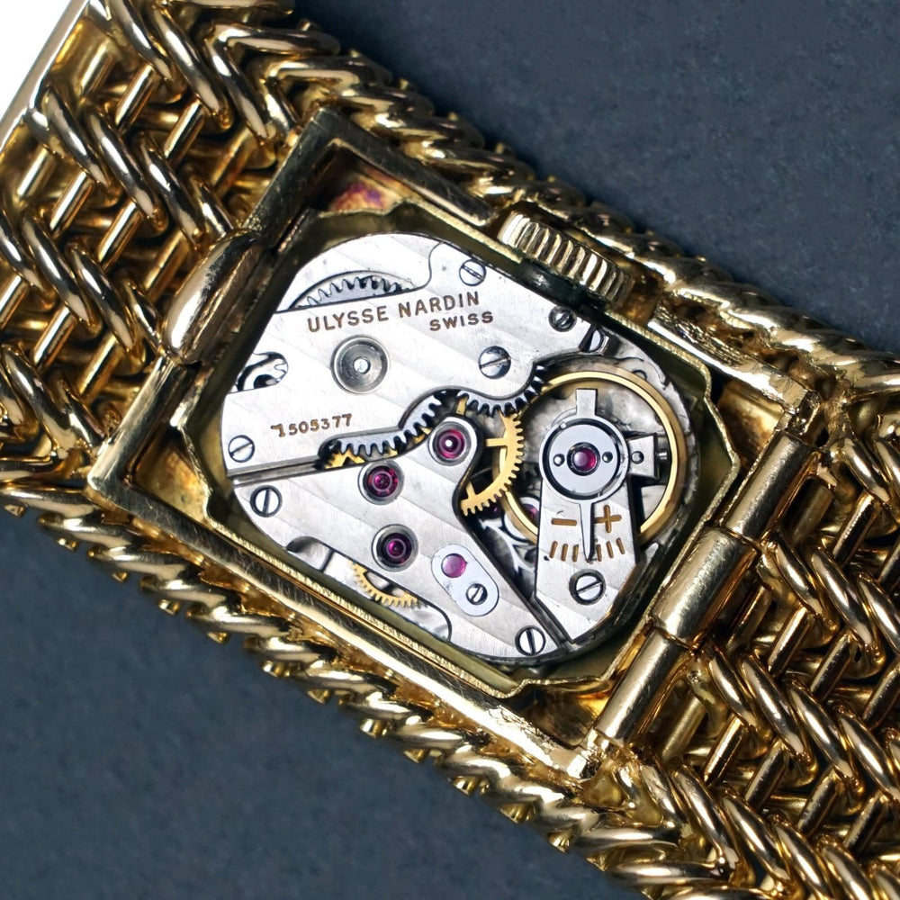 Ulysse Nardin 18K Yellow Gold Lady's Concealed Dial Bracelet Watch Box & Papers, Olde Towne Jewelers, Santa Rosa CA.