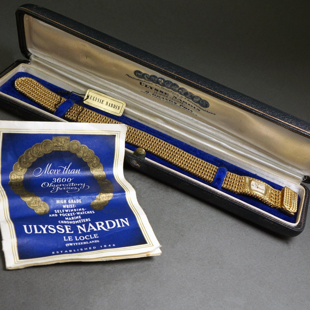Ulysse Nardin 18K Yellow Gold Lady's Concealed Dial Bracelet Watch Box & Papers, Olde Towne Jewelers, Santa Rosa CA.