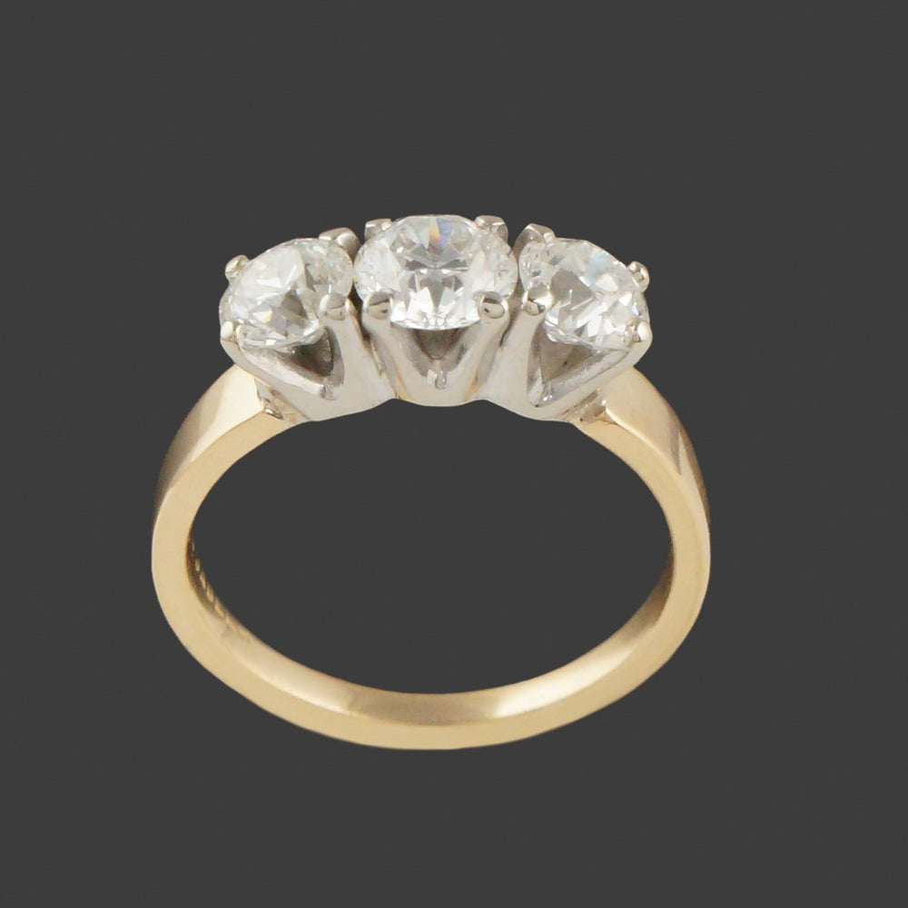 Jabel 18K Gold 1.25CTW OEC Diamond 3 Stone Engagement, Wedding, Anniversary Ring, Olde Towne Jewelers, Santa Rosa CA.