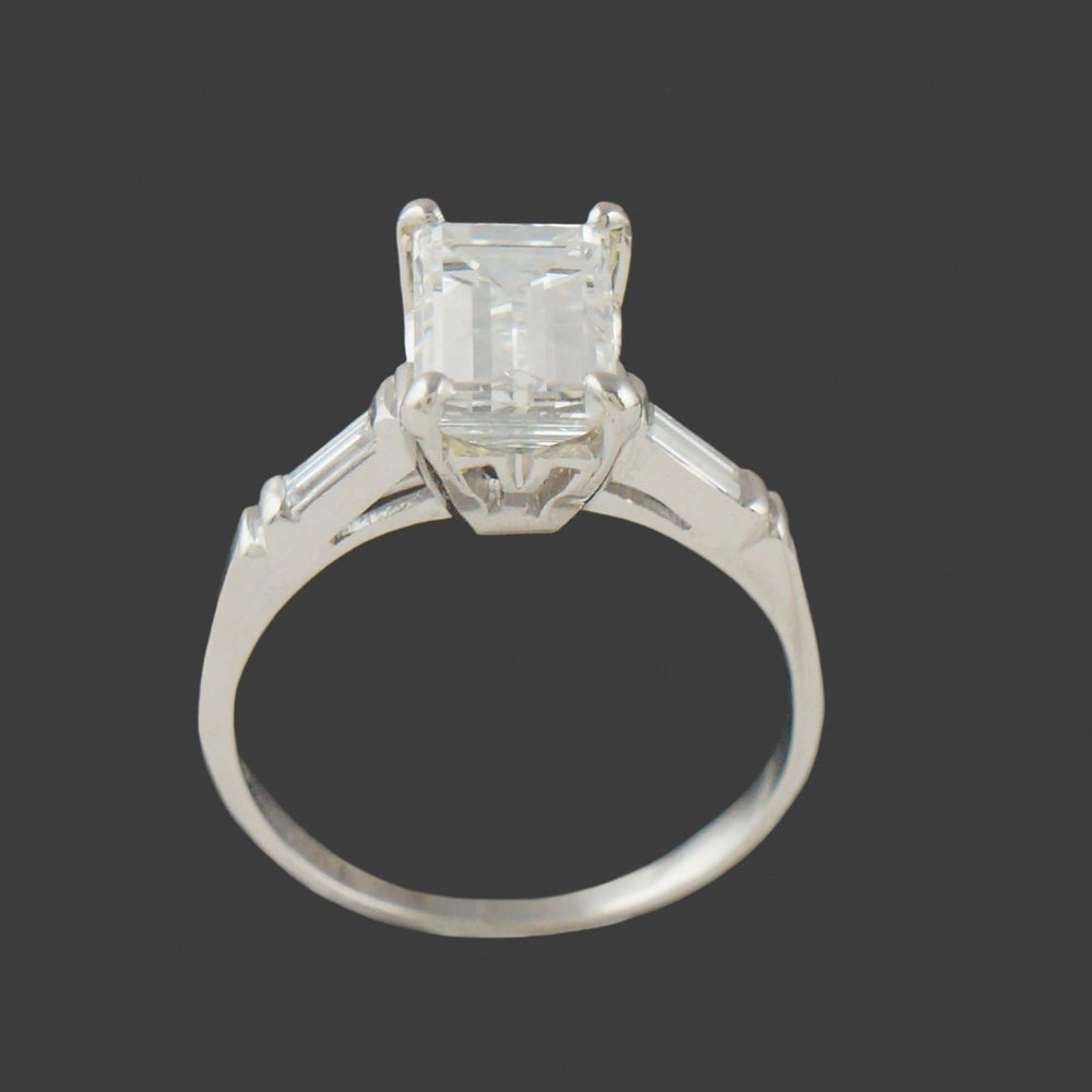 Vintage Platinum Emerald & Baguette Diamond Wedding Band, Engagement Ring, Olde Towne Jewelers, Santa Rosa CA.