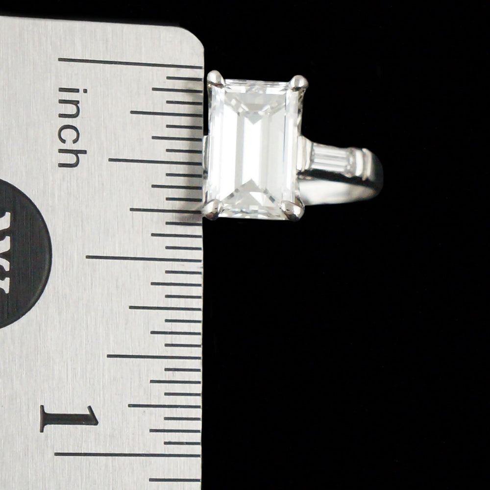 Vintage Platinum Emerald & Baguette Diamond Wedding Band, Engagement Ring, Olde Towne Jewelers, Santa Rosa CA.