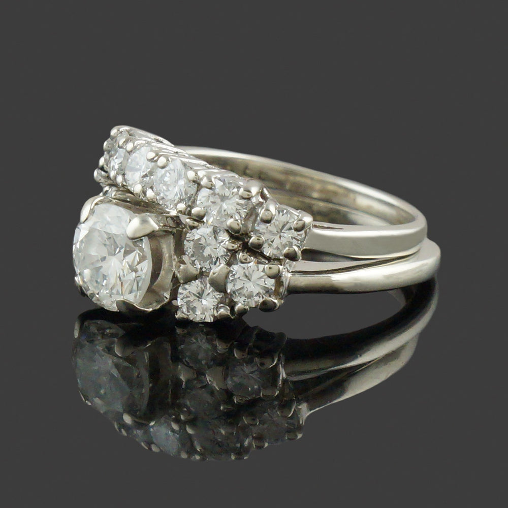 Solid 14K White Gold 2.00 CTW Diamond Wedding Band & Engagement Ring Bridal Set