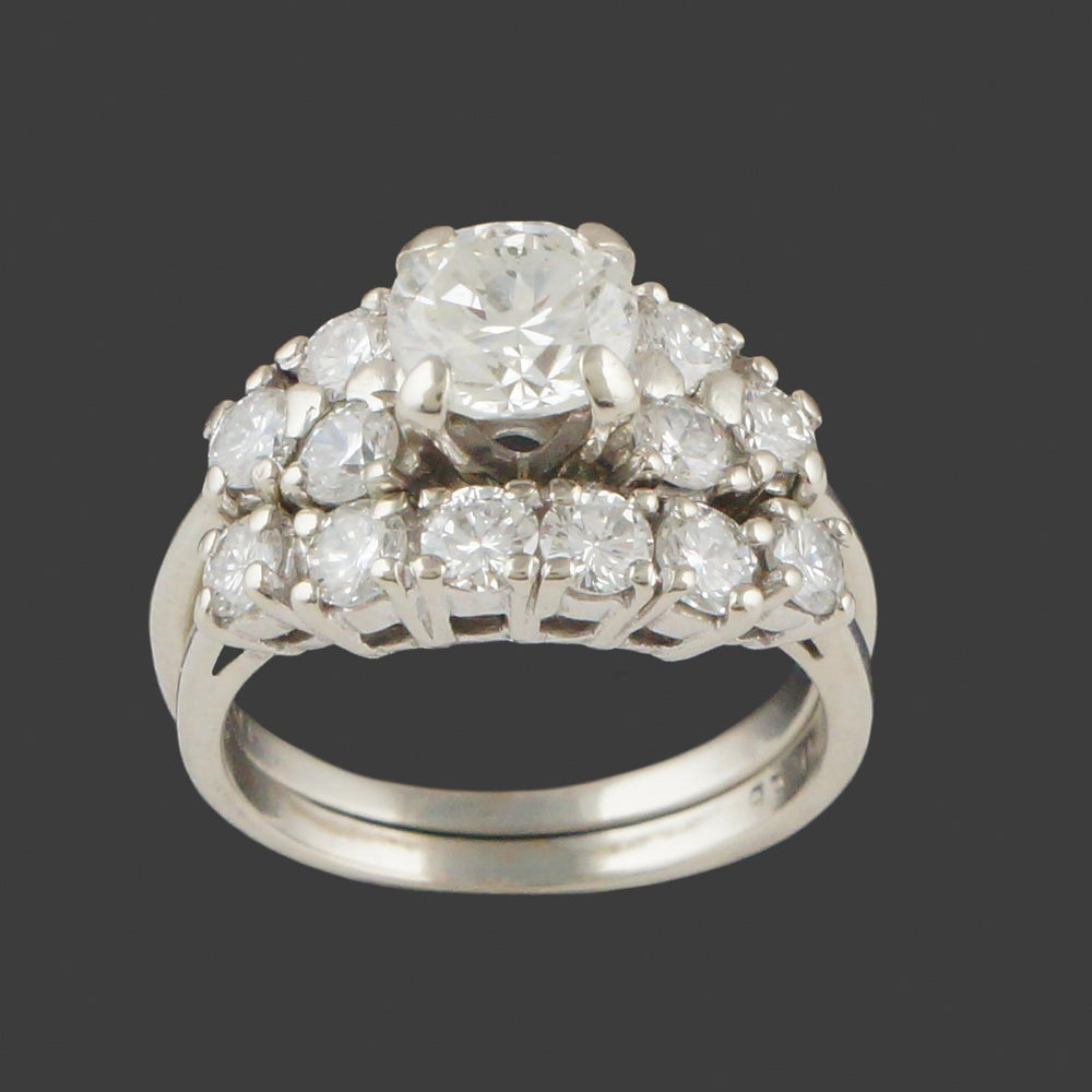 Solid 14K White Gold 2.00 CTW Diamond Wedding Band & Engagement Ring Bridal Set, Olde Towne Jewelers, Santa Rosa CA.