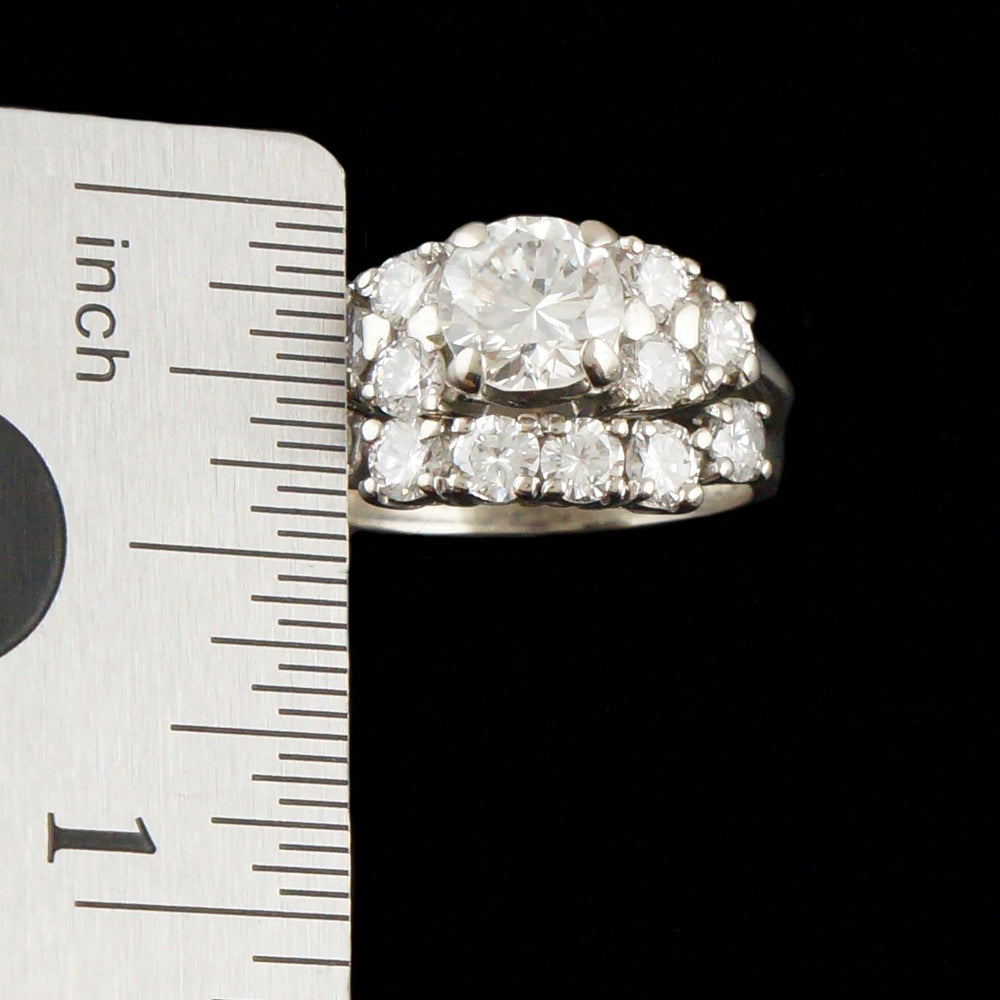 Solid 14K White Gold 2.00 CTW Diamond Wedding Band & Engagement Ring Bridal Set, Olde Towne Jewelers, Santa Rosa CA.