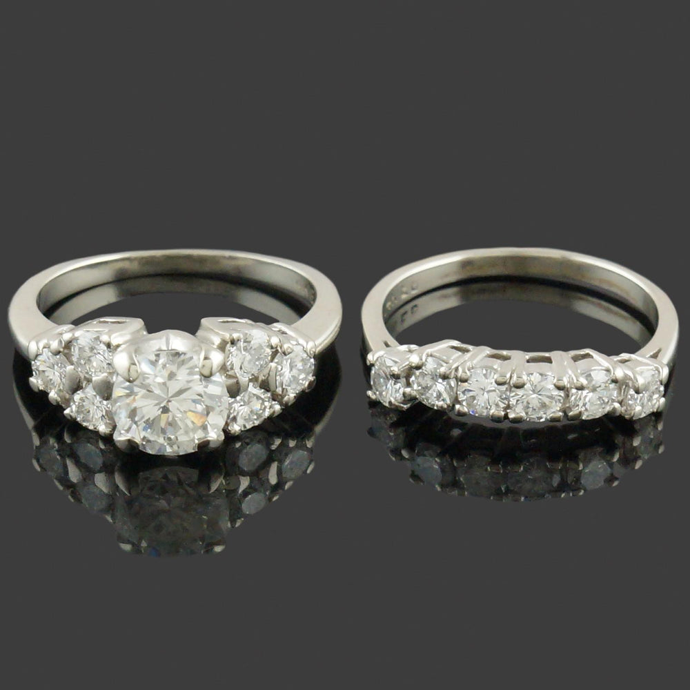 Solid 14K White Gold 2.00 CTW Diamond Wedding Band & Engagement Ring Bridal Set, Olde Towne Jewelers, Santa Rosa CA.