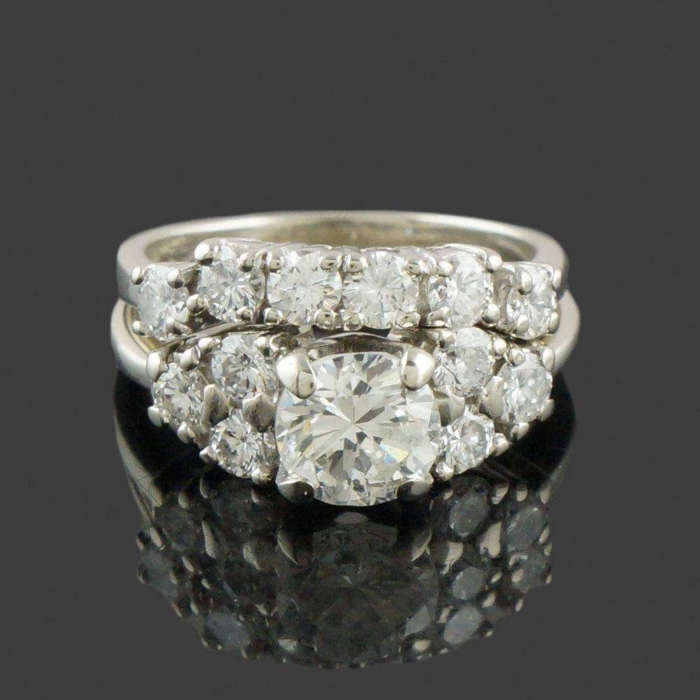 Solid 14K White Gold 2.00 CTW Diamond Wedding Band & Engagement Ring Bridal Set, Olde Towne Jewelers, Santa Rosa CA.