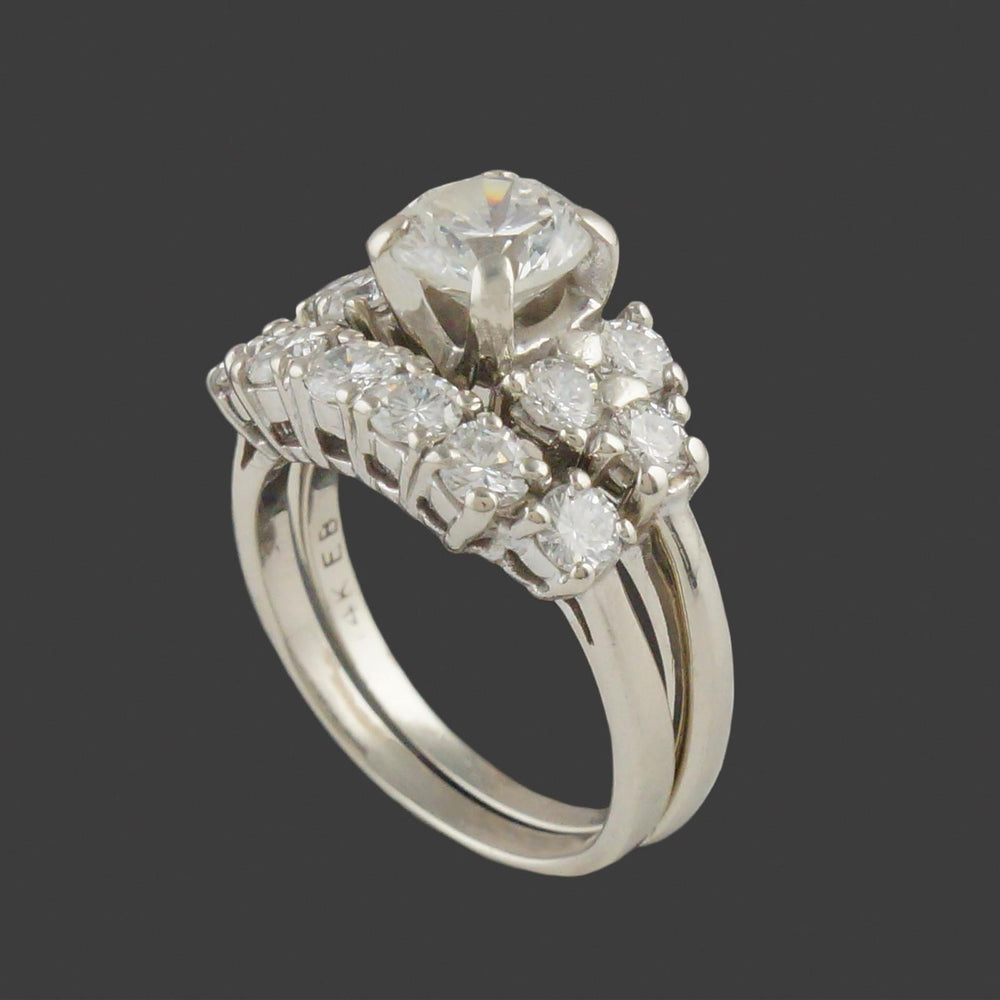 Solid 14K White Gold 2.00 CTW Diamond Wedding Band & Engagement Ring Bridal Set, Olde Towne Jewelers, Santa Rosa CA.