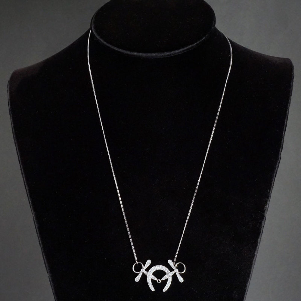 Rare Antique Black Starr & Frost 14K Gold Diamond Horseshoe Snaffle Bit Necklace, Olde Towne Jewelers, Santa Rosa CA.