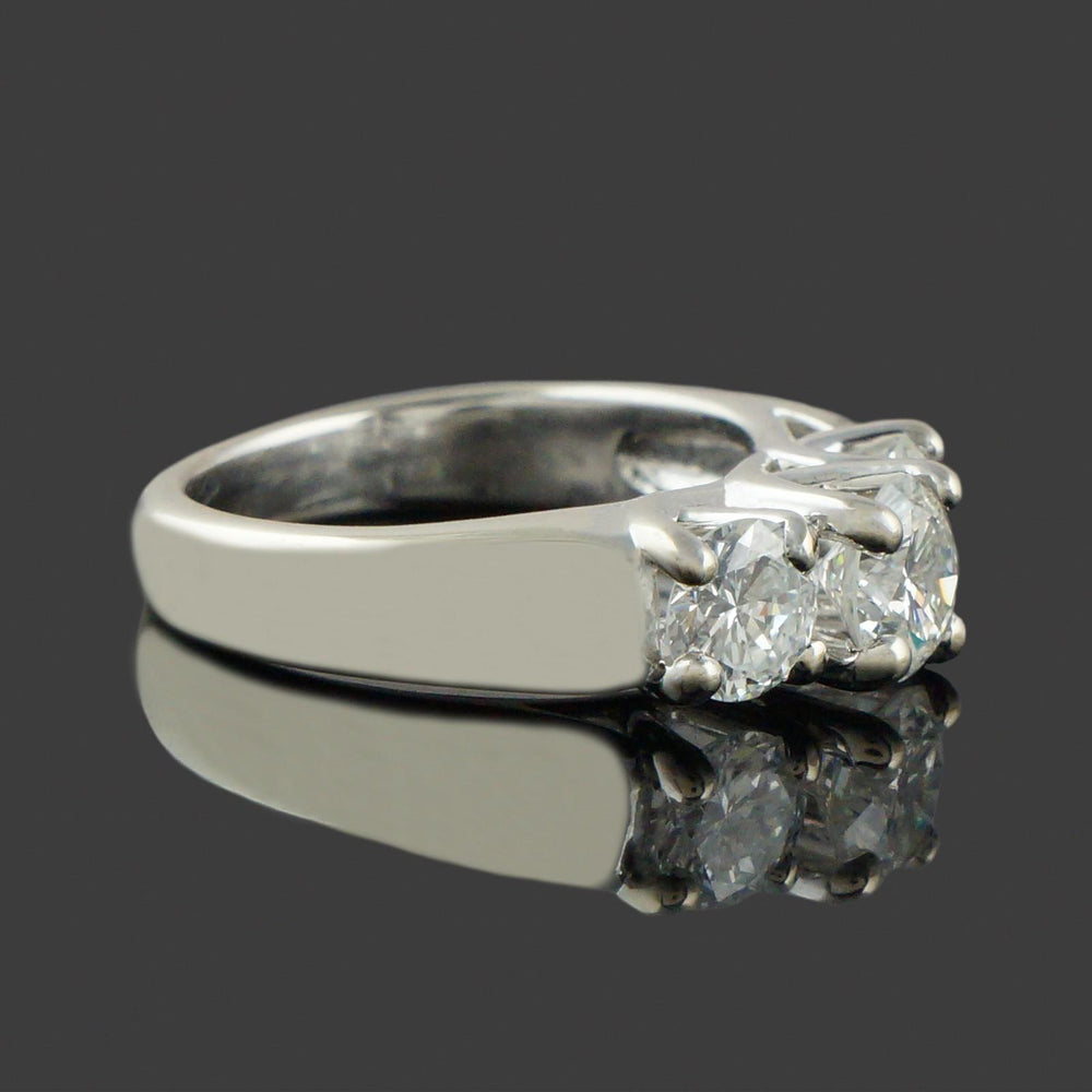Modern Solid 14K White Gold Diamond 3 Stone Engagement Wedding Anniversary Ring, Olde Towne Jewelers, Santa Rosa CA.