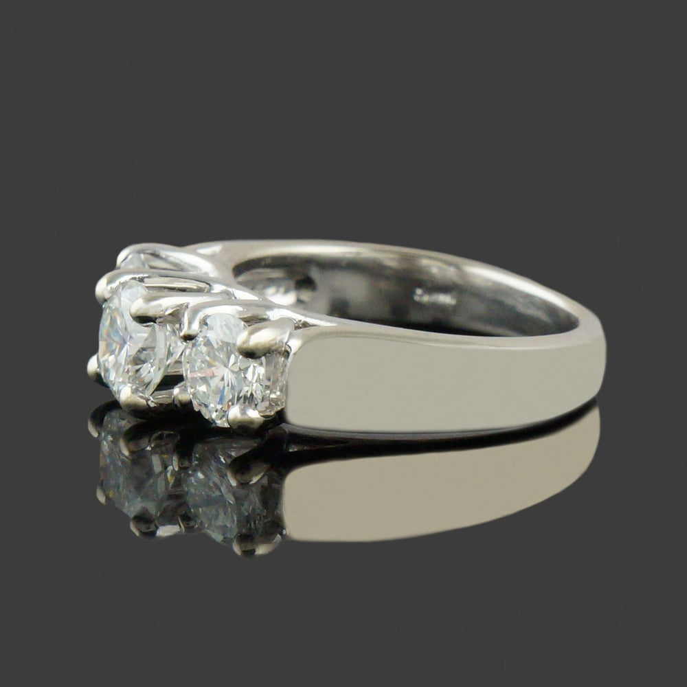Modern Solid 14K White Gold Diamond 3 Stone Engagement Wedding Anniversary Ring, Olde Towne Jewelers, Santa Rosa CA.