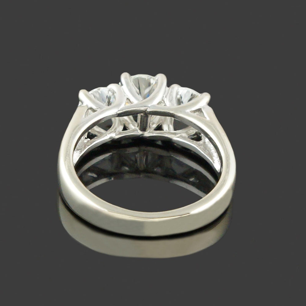 Modern Solid 14K White Gold Diamond 3 Stone Engagement Wedding Anniversary Ring, Olde Towne Jewelers, Santa Rosa CA.