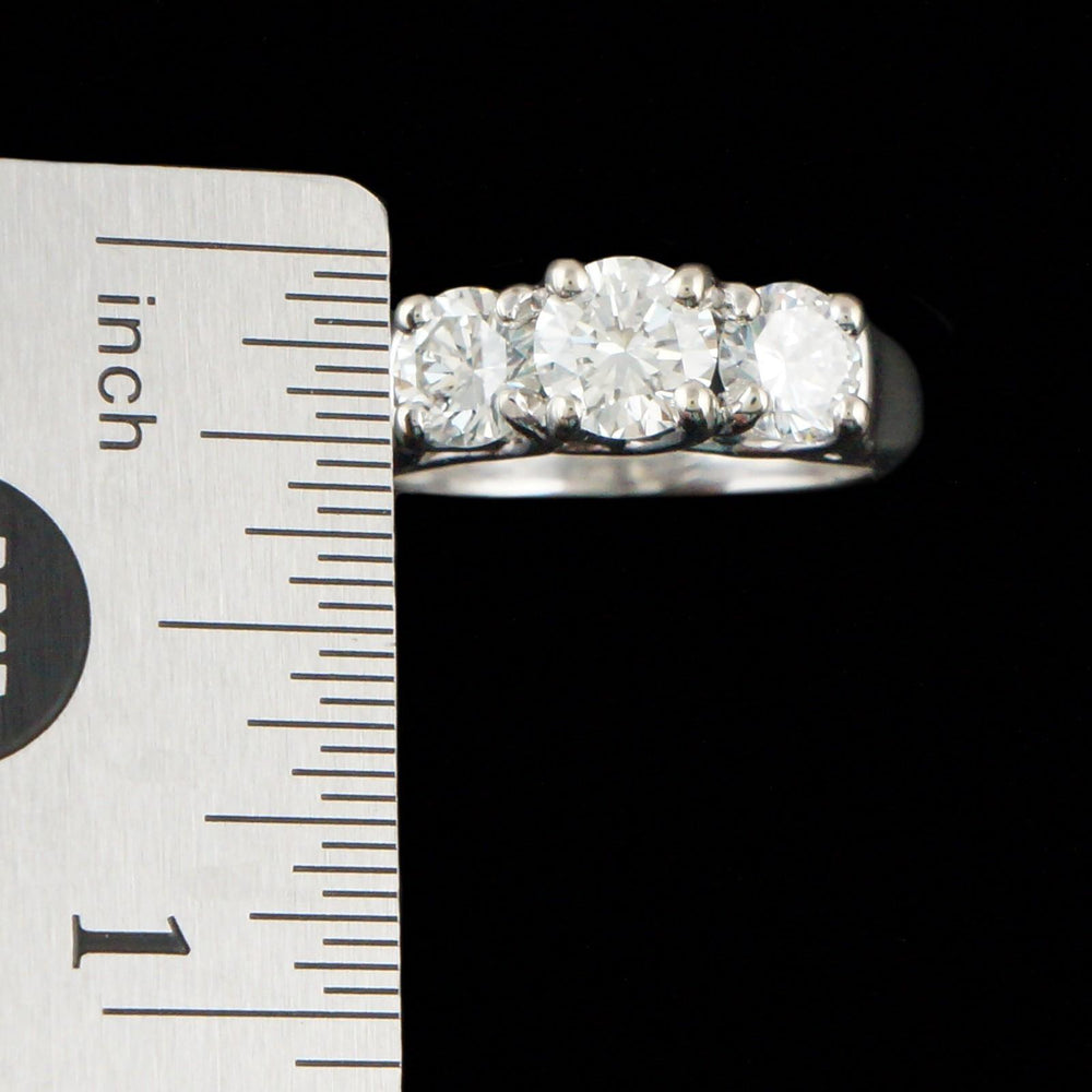Modern Solid 14K White Gold Diamond 3 Stone Engagement Wedding Anniversary Ring, Olde Towne Jewelers, Santa Rosa CA.