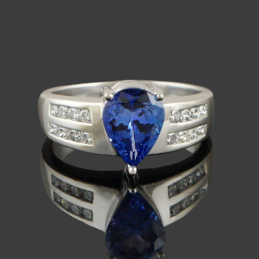 Modernist Solid 14K White Gold, 2.04 Ct Tanzanite & .35 CTW Diamond Estate Ring, Olde Towne Jewelers, Santa Rosa CA.