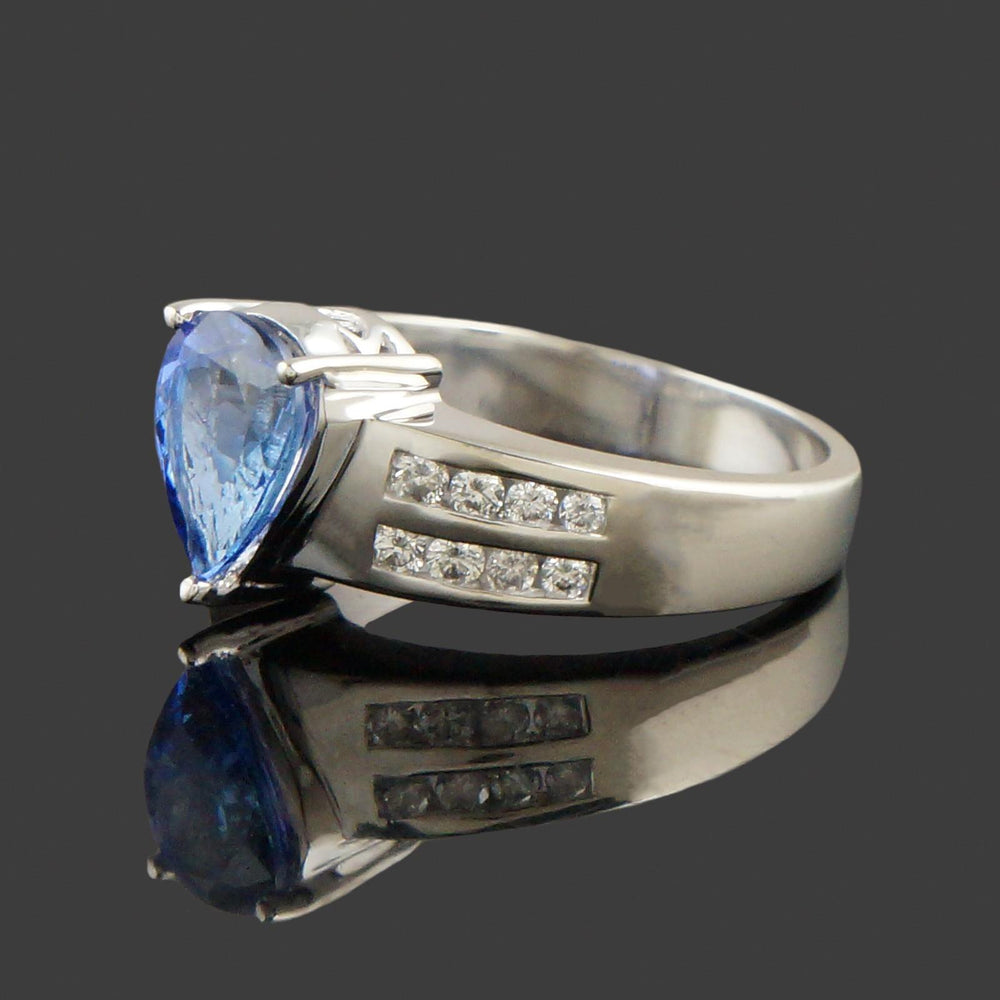 Modernist Solid 14K White Gold, 2.04 Ct Tanzanite & .35 CTW Diamond Estate Ring, Olde Towne Jewelers, Santa Rosa CA.