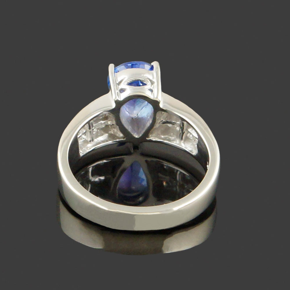Modernist Solid 14K White Gold, 2.04 Ct Tanzanite & .35 CTW Diamond Estate Ring, Olde Towne Jewelers, Santa Rosa CA.