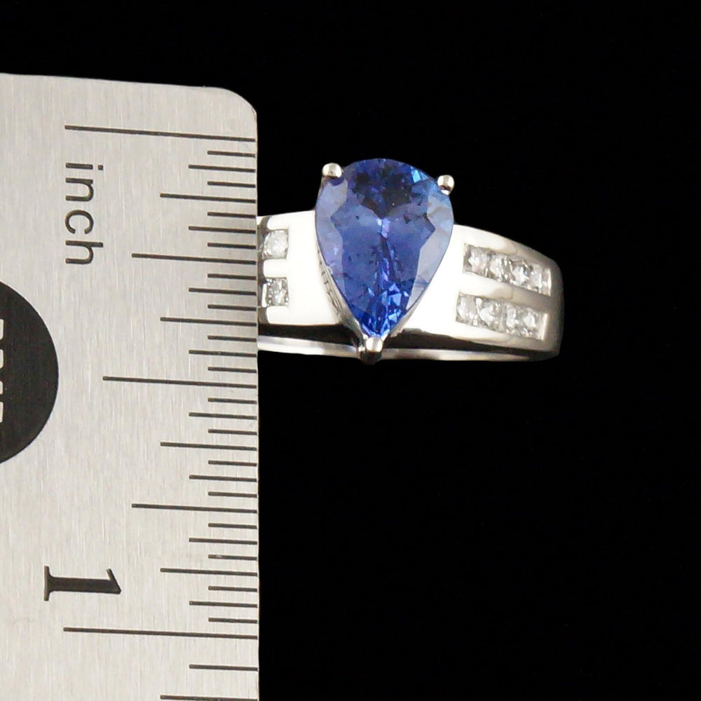 Modernist Solid 14K White Gold, 2.04 Ct Tanzanite & .35 CTW Diamond Estate Ring, Olde Towne Jewelers, Santa Rosa CA.