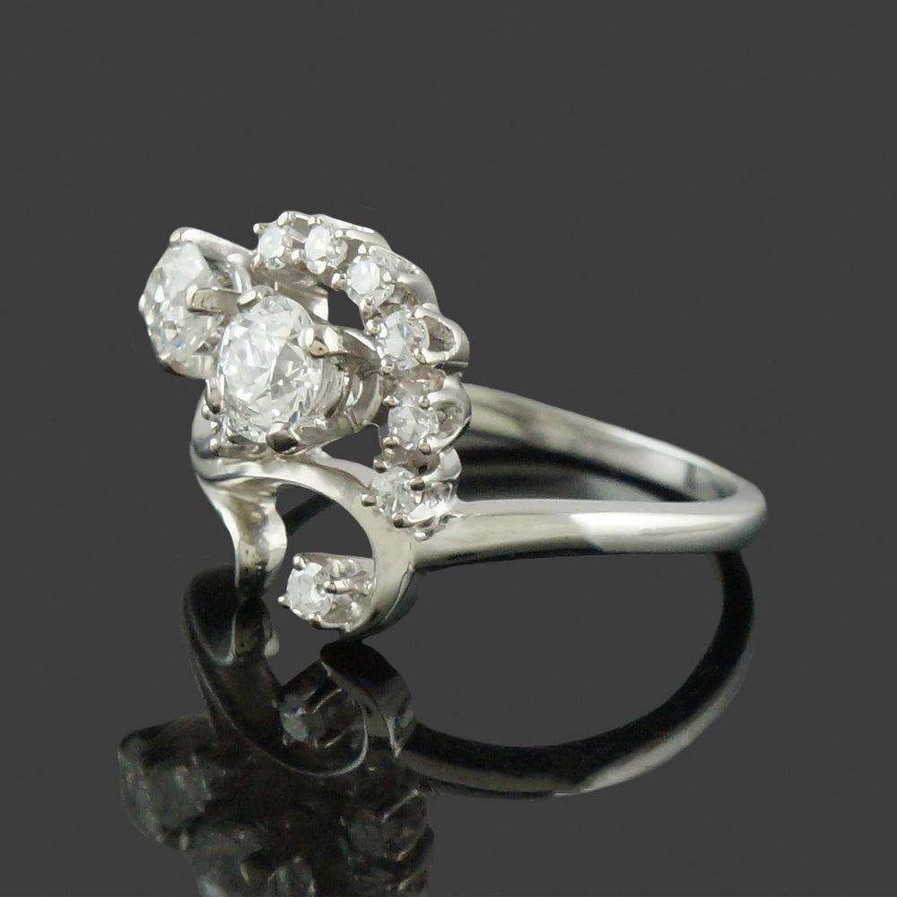 Classic Vintage Jabel Solid 18K White Gold & OEC Diamond, Estate Cocktail Ring, Olde Towne Jewelers, Santa Rosa CA.