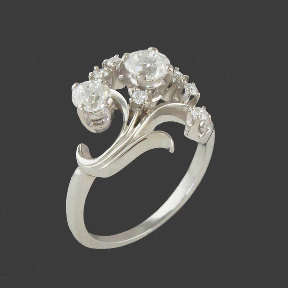 Classic Vintage Jabel Solid 18K White Gold & OEC Diamond, Estate Cocktail Ring, Olde Towne Jewelers, Santa Rosa CA.
