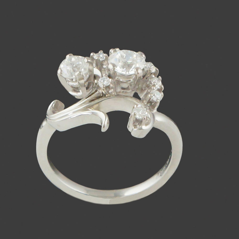 Classic Vintage Jabel Solid 18K White Gold & OEC Diamond, Estate Cocktail Ring, Olde Towne Jewelers, Santa Rosa CA.
