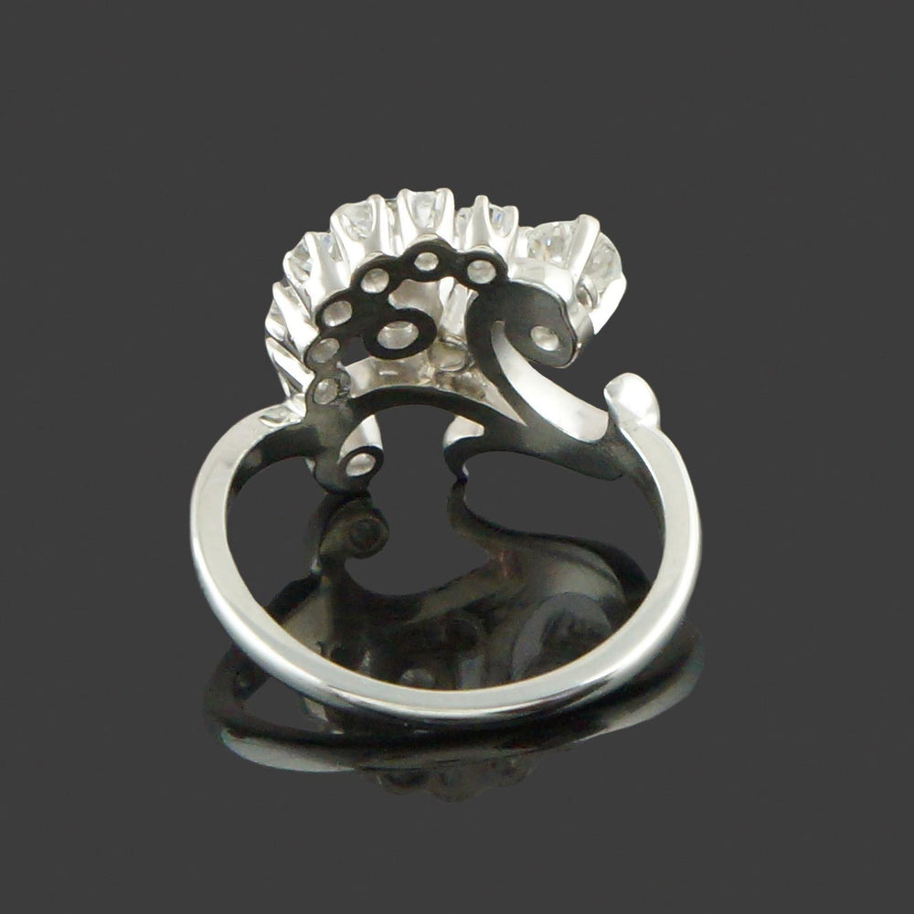 Classic Vintage Jabel Solid 18K White Gold & OEC Diamond, Estate Cocktail Ring, Olde Towne Jewelers, Santa Rosa CA.