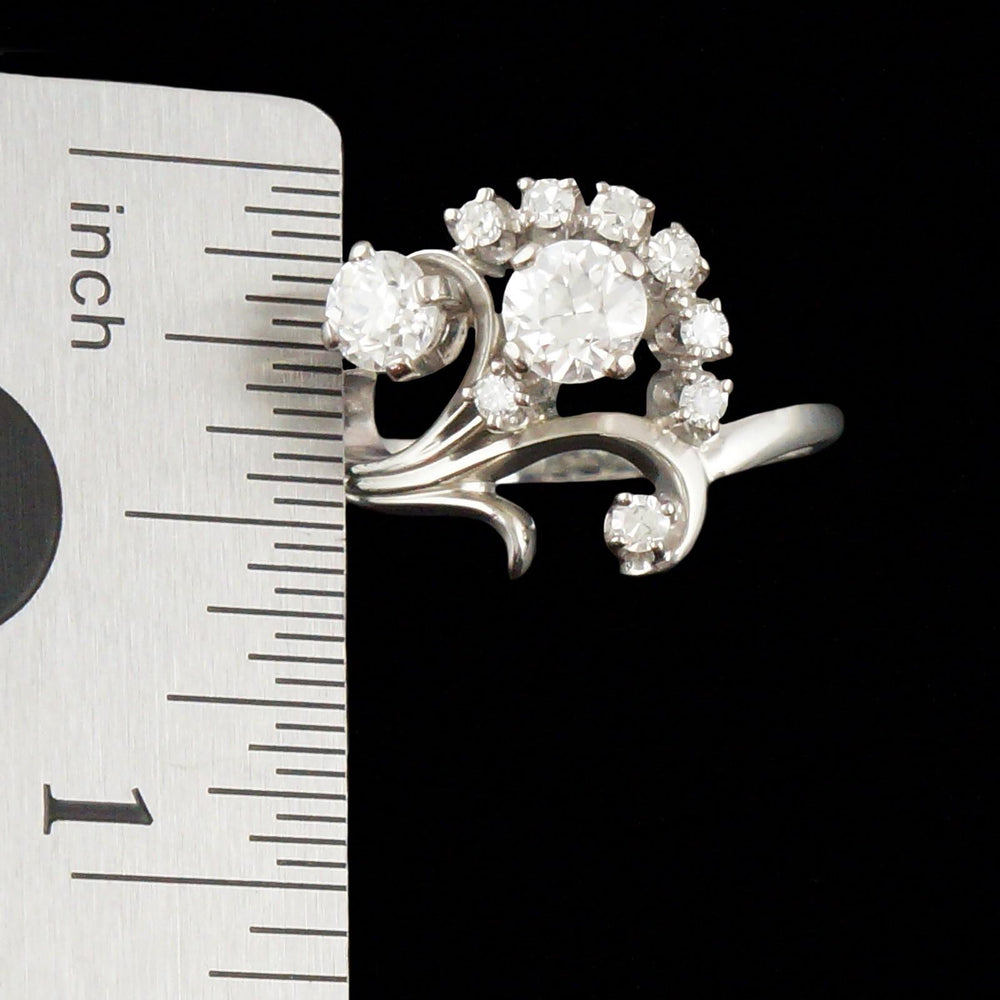 Classic Vintage Jabel Solid 18K White Gold & OEC Diamond, Estate Cocktail Ring, Olde Towne Jewelers, Santa Rosa CA.