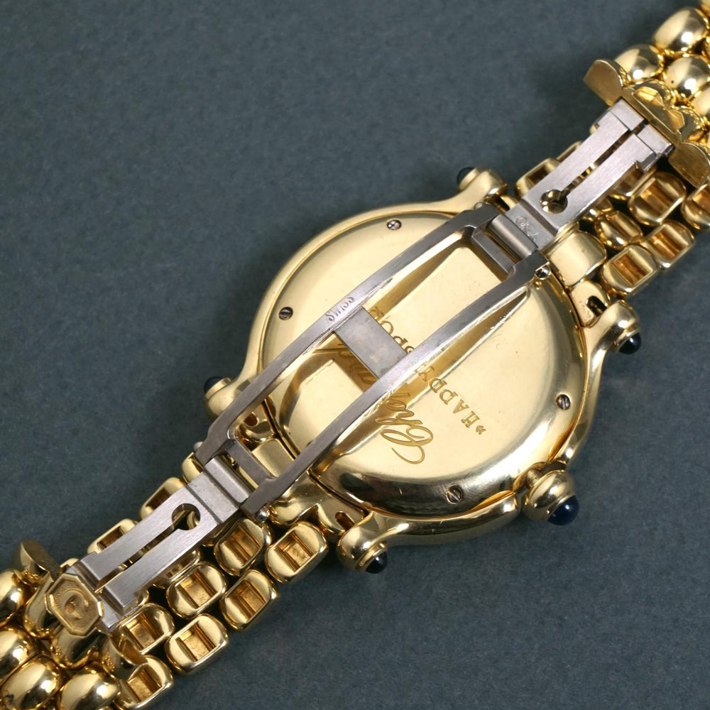 Stunning Chopard 6137-23 Happy Sport 18K Gold Floating Diamond Watch Box, Papers, Olde Towne Jewelers, Santa Rosa CA.