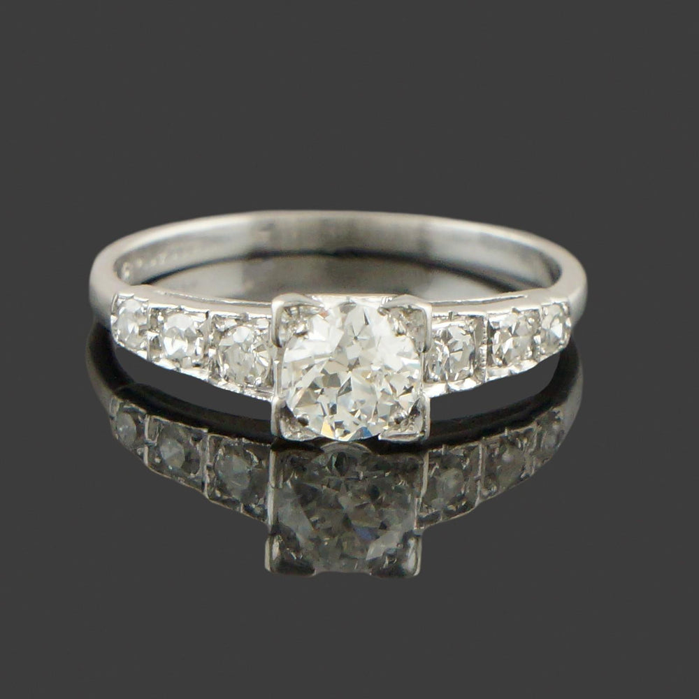 Vintage Custom Platinum & .70 CTW OEC Diamond Engagement Ring, Wedding Band, Olde Towne Jewelers, Santa Rosa CA.