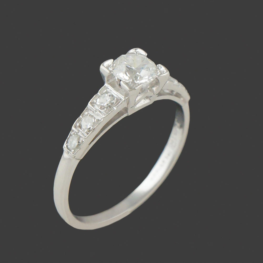 Vintage Custom Platinum & .70 CTW OEC Diamond Engagement Ring, Wedding Band, Olde Towne Jewelers, Santa Rosa CA.