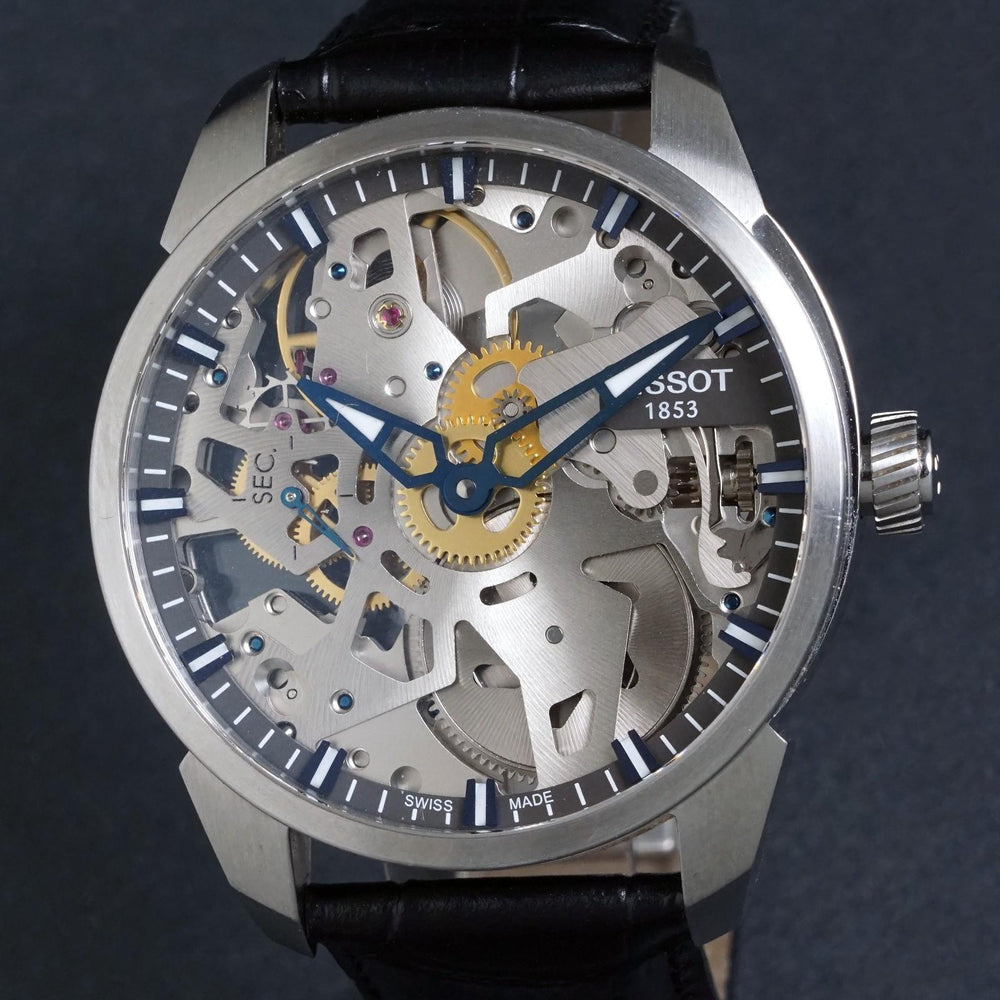 Stunning Tissot T-Complication Squelette Mechanical Skeleton Dial Man's Watch, Olde Towne Jewelers, Santa Rosa CA.