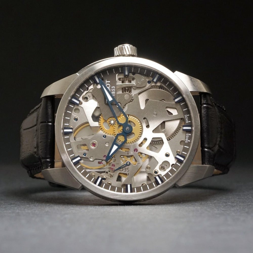 Stunning Tissot T-Complication Squelette Mechanical Skeleton Dial Man's Watch, Olde Towne Jewelers, Santa Rosa CA.