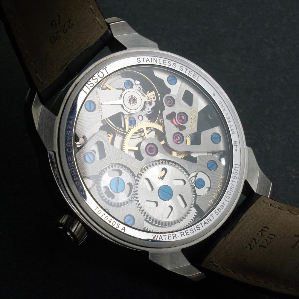 Stunning Tissot T-Complication Squelette Mechanical Skeleton Dial Man's Watch, Olde Towne Jewelers, Santa Rosa CA.