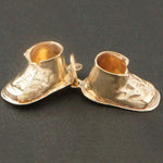 Baby Bootie Charm - Solid 14K Yellow Gold Baby Bootie, 3 Dimensional Shoes, Estate Charm, Pendant