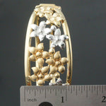 Two Tone 14K Gold, Plumeria Flower Hinged Filigree Bangle Bracelet, Italy, Olde Towne Jewelers, Santa Rosa CA.