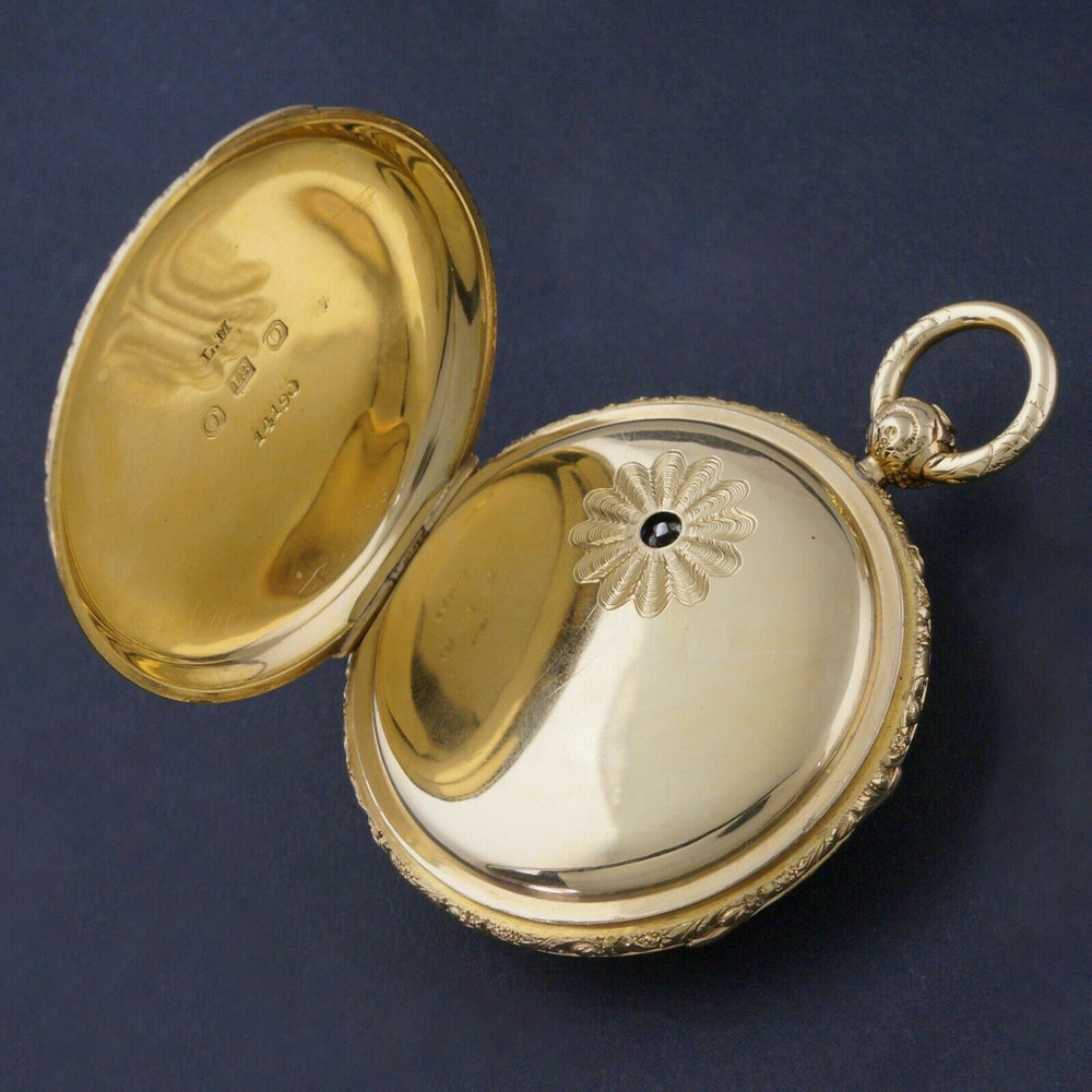 1860s M.I. Tobias Liverpool 18K Gold Key Wind Pocket Watch, Amazing Mint Condition Olde Towne Jewelers Santa Rosa CA