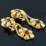 Solid 18K Yellow Gold & 1.80 CTW Garnet Floral Motif Drop Dangle Earrings Olde Towne Jewelers Santa Rosa CA5