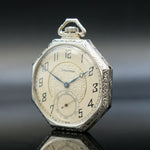 Waltham Pocket Watch  14K White Gold Art Deco