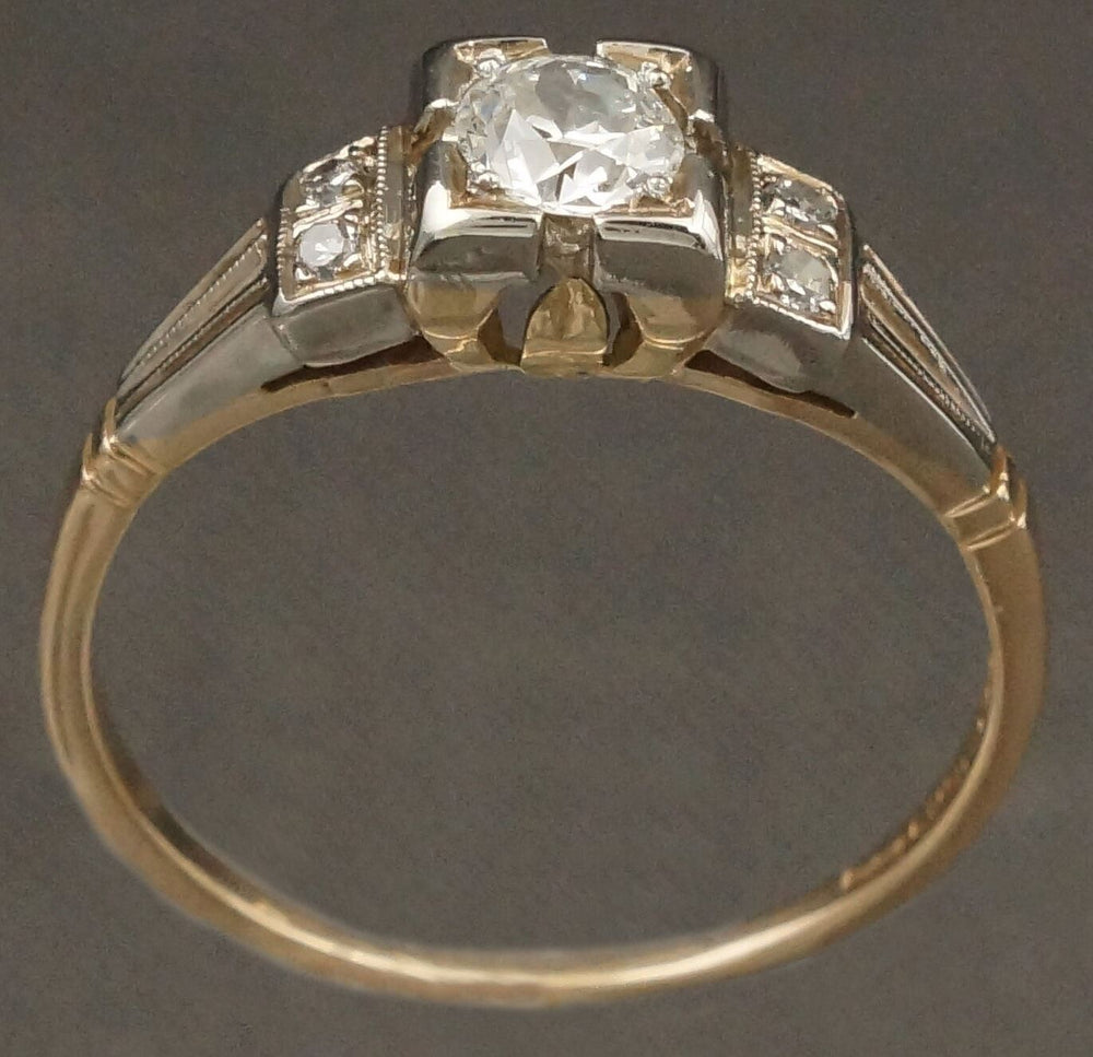 Elegant Retro Deco 2-Tone Solid 14K Gold & .27 CTW Diamond Engagement Ring