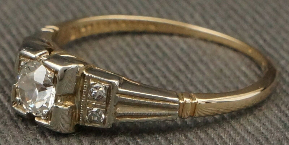 Elegant Retro Deco 2-Tone Solid 14K Gold & .27 CTW Diamond Engagement Ring
