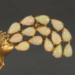 Large, Solid Yellow Gold, 10.33 cttw Opal & Ruby, Peacock, Estate Pin, Brooch, Olde Towne Jewelers, Santa Rosa CA.