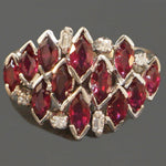 Beautiful, Solid 18K White Gold, Ruby & Diamond Cluster Ladies Estate Ring