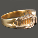 Solid 14K White & Yellow Gold, Pave Diamond Filigree Cigar Band, Estate Ring, Olde Towne Jewelers, Santa Rosa CA.