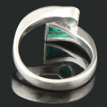Custom, Solid 18K White Gold, 1.50 Ct. Emerald Estate Bypass Ring, Olde Towne Jewelers, Santa Rosa CA.