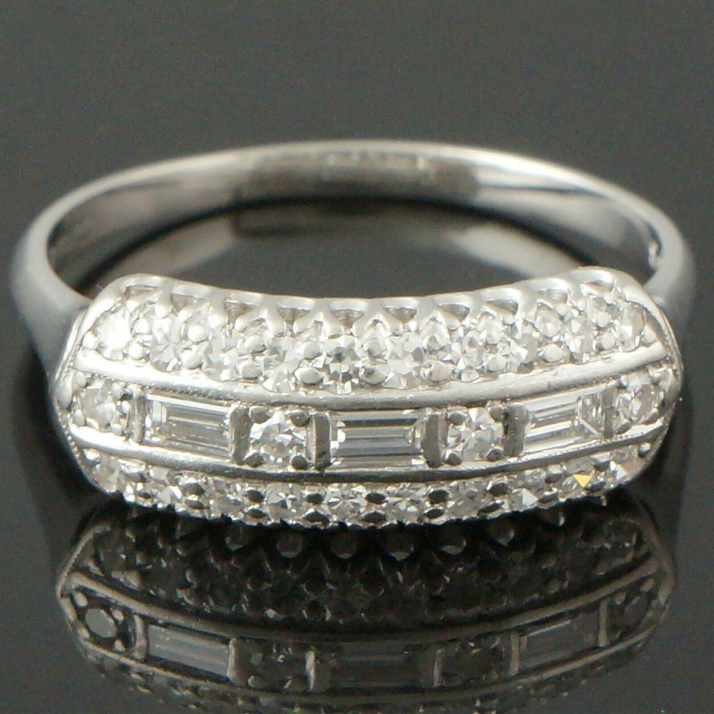 Rare 1940's Art Deco Platinum & .37 CTW Diamond Engagement, Wedding Band Ring, Olde Towne Jewelers, Santa Rosa CA.